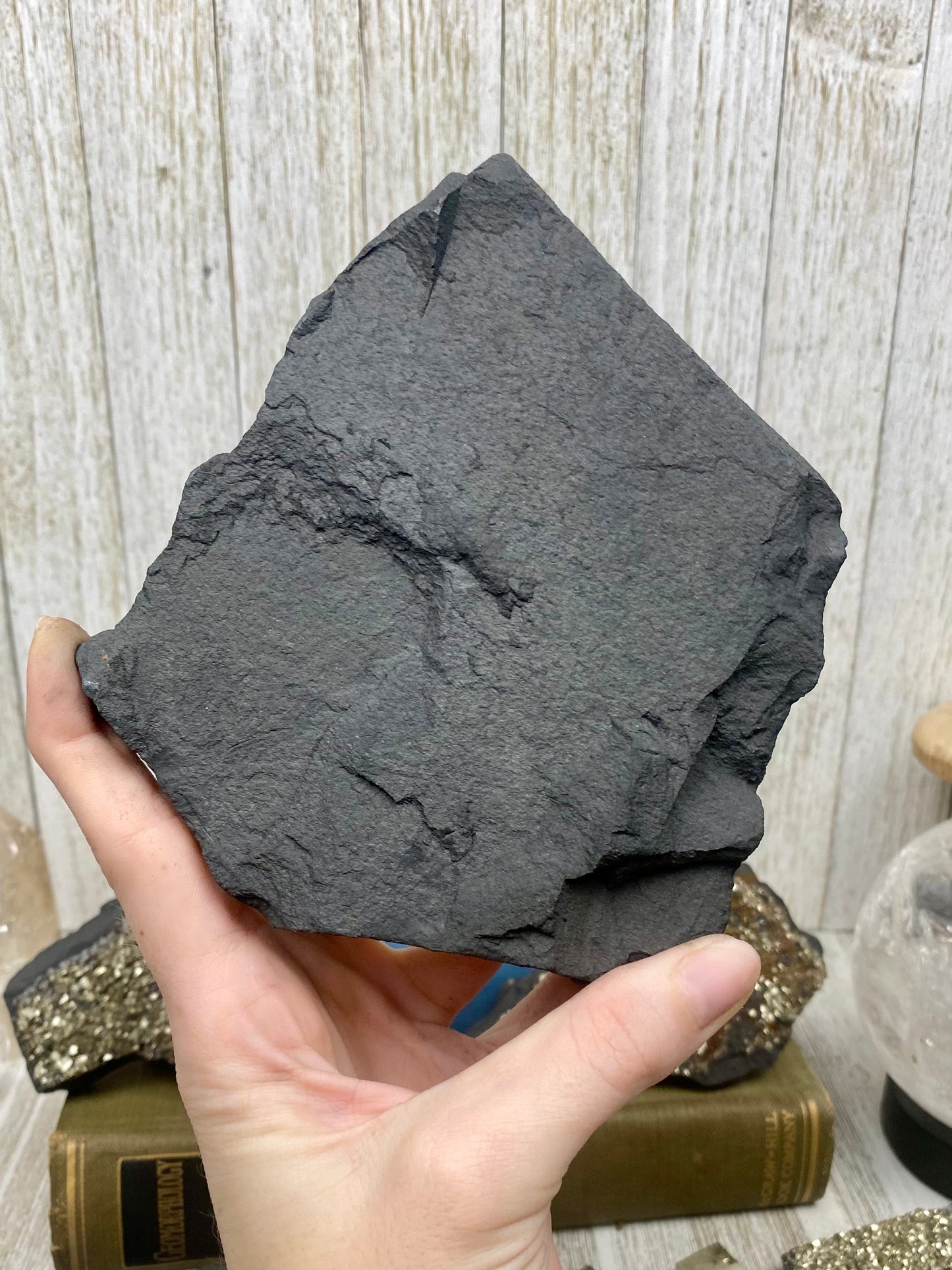 Pyrite on Shungite Raw Layered Plate | Brazil