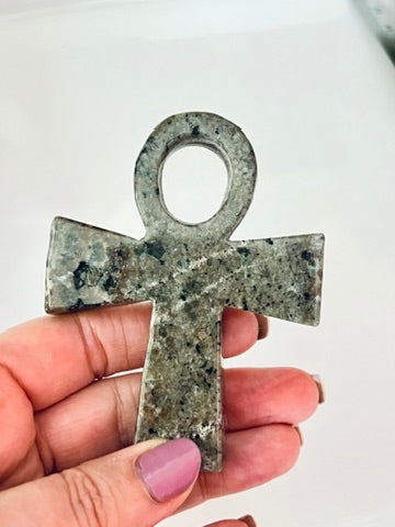 Larvikite Ankh for Soul Work, 3.5 Inch