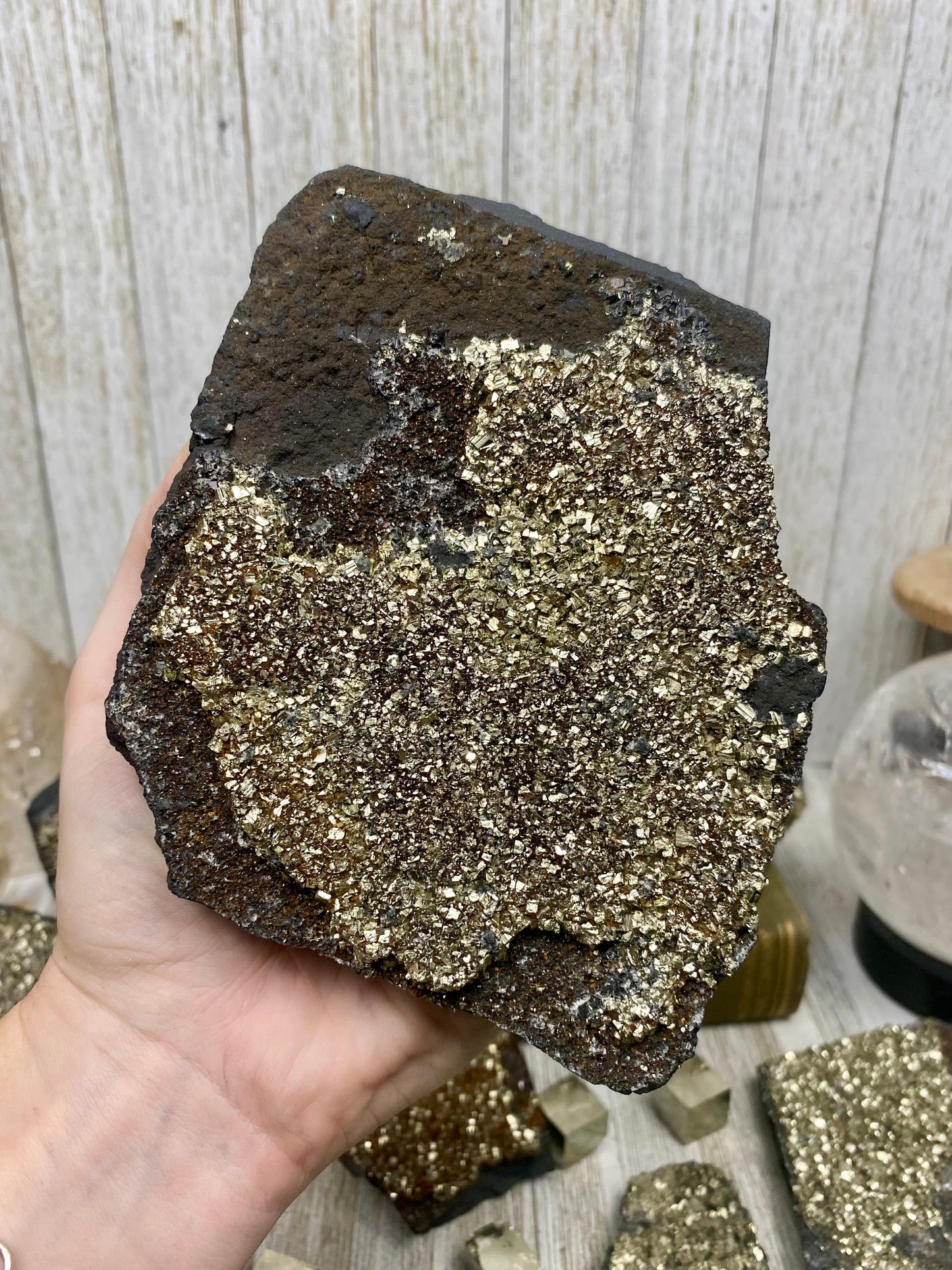 Pyrite on Shungite Raw Layered Plate | Brazil