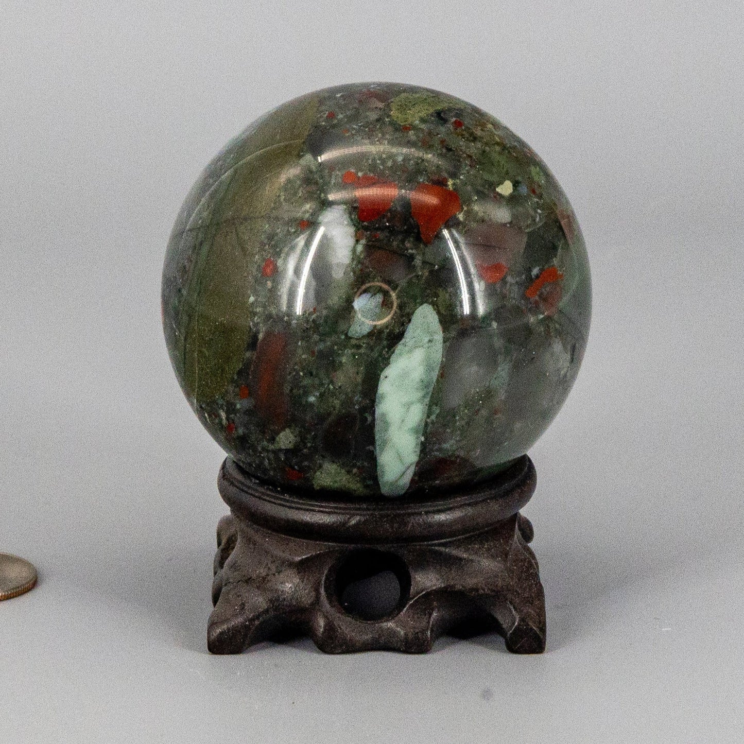 African Bloodstone Sphere w/t Stand 70mm