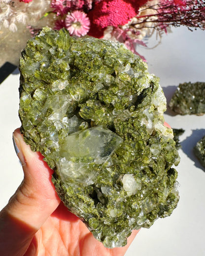 Epidote Quartz Cluster