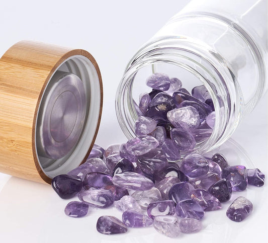 Borosilicate Glass Bottle with crystals 