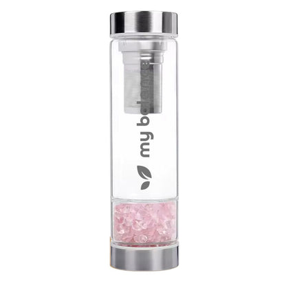 Borosilicate Glass Bottle with pink quartzrtzrtz 