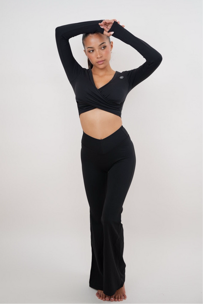 I Am Present Black Stretch Flare Legging - Fitness, Yoga