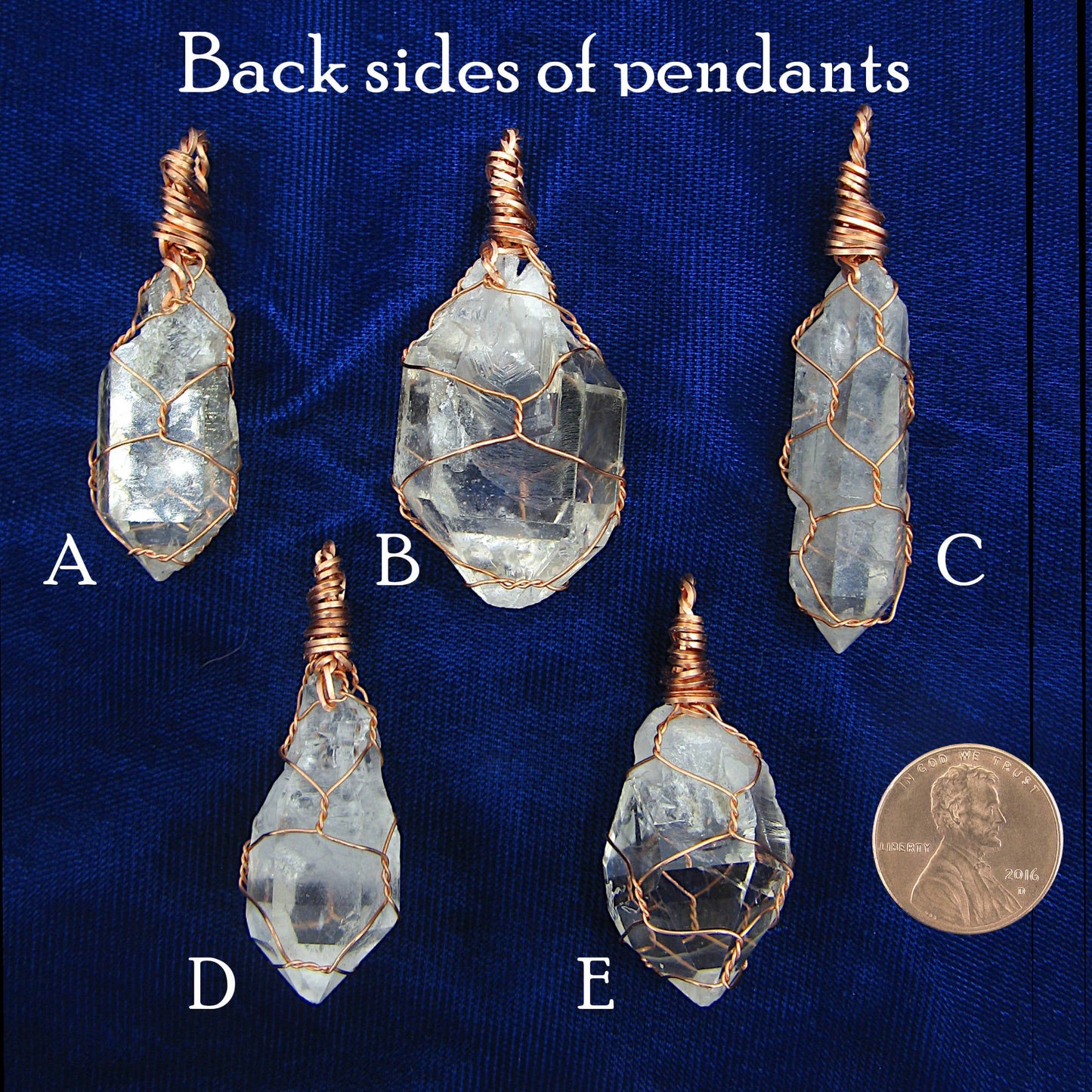 Clear Smoky Raw Quartz Crystal Pendant Necklace, Copper Wire-Wrapped, Handmade, with 20" Chain