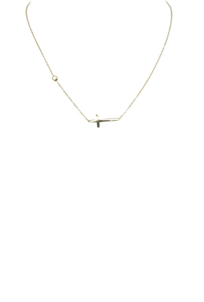 Necklace with a small cross pendant on a white background