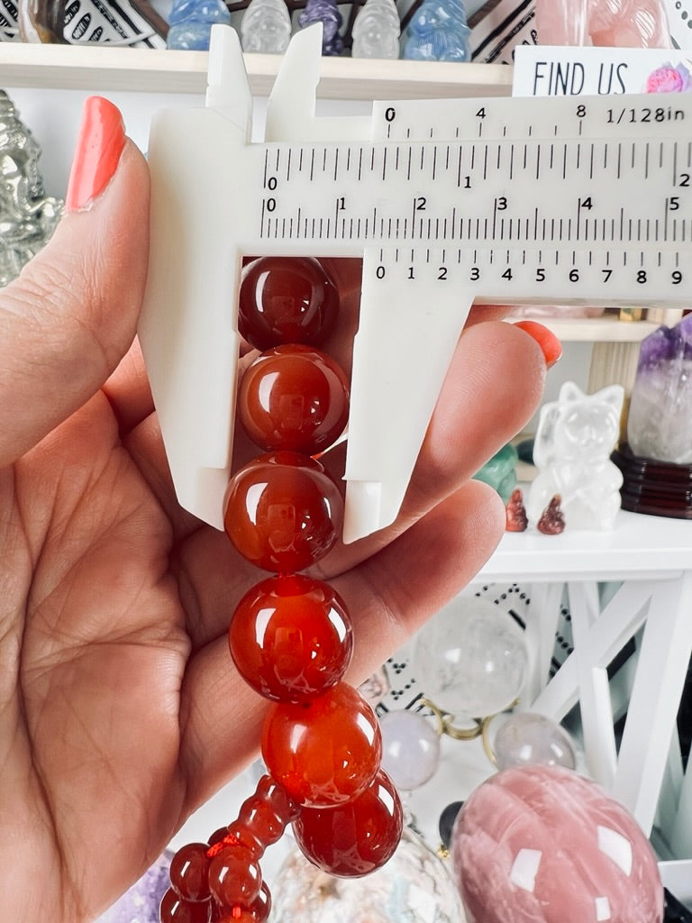 Carnelian Mala 16 mm XL Bracelet, Stretchy, XL Statement Bracelet