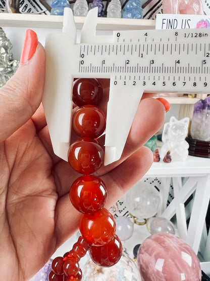 Carnelian Mala 16 mm XL Bracelet, Stretchy, XL Statement Bracelet