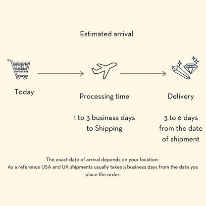 Diagram showing the estimated arrival process with icons and text on a beige background