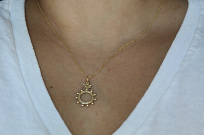 Rosary Bead Necklace 14k Gold