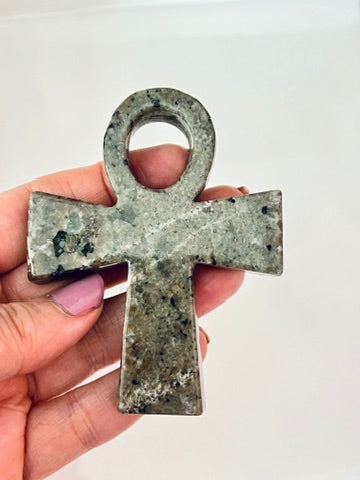 Larvikite Ankh for Soul Work, 3.5 Inch