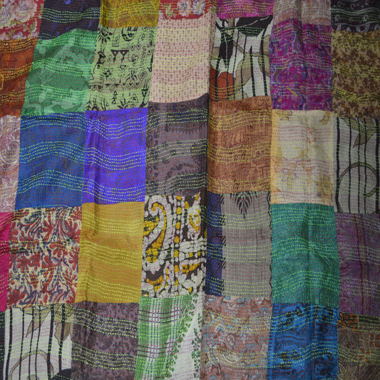 Hand stitched Kantha silk throw