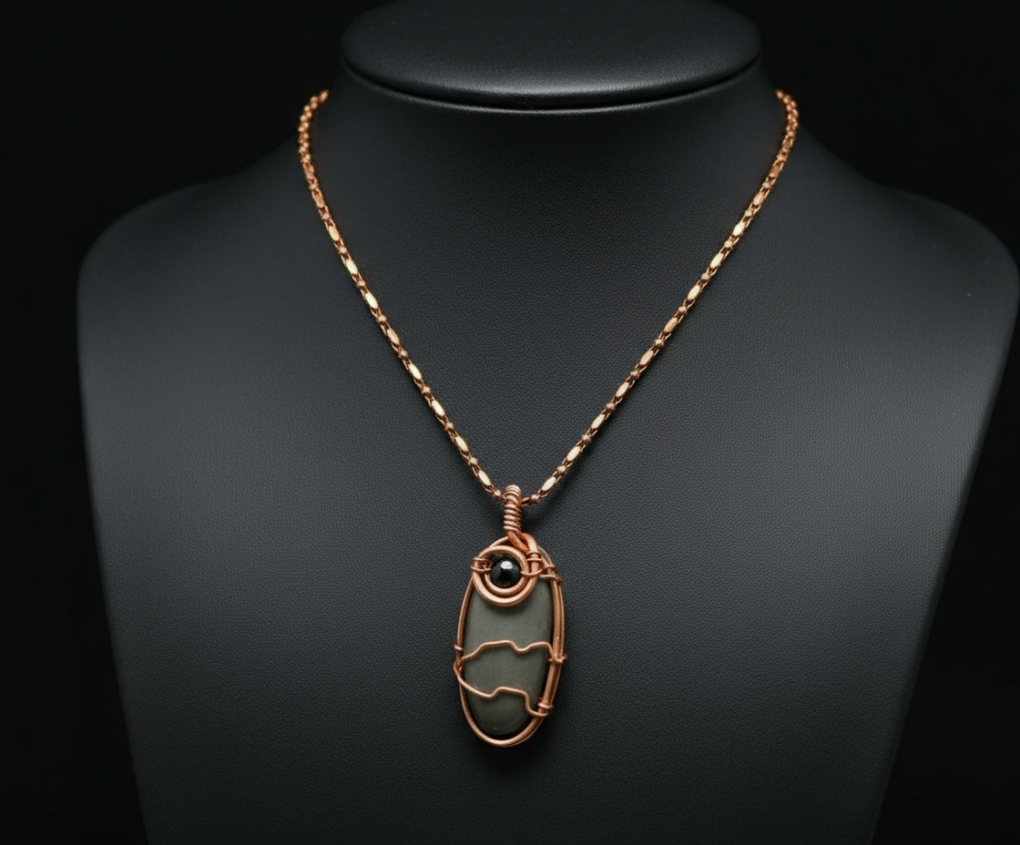 Custom Wire Wrapped Shungite Necklace