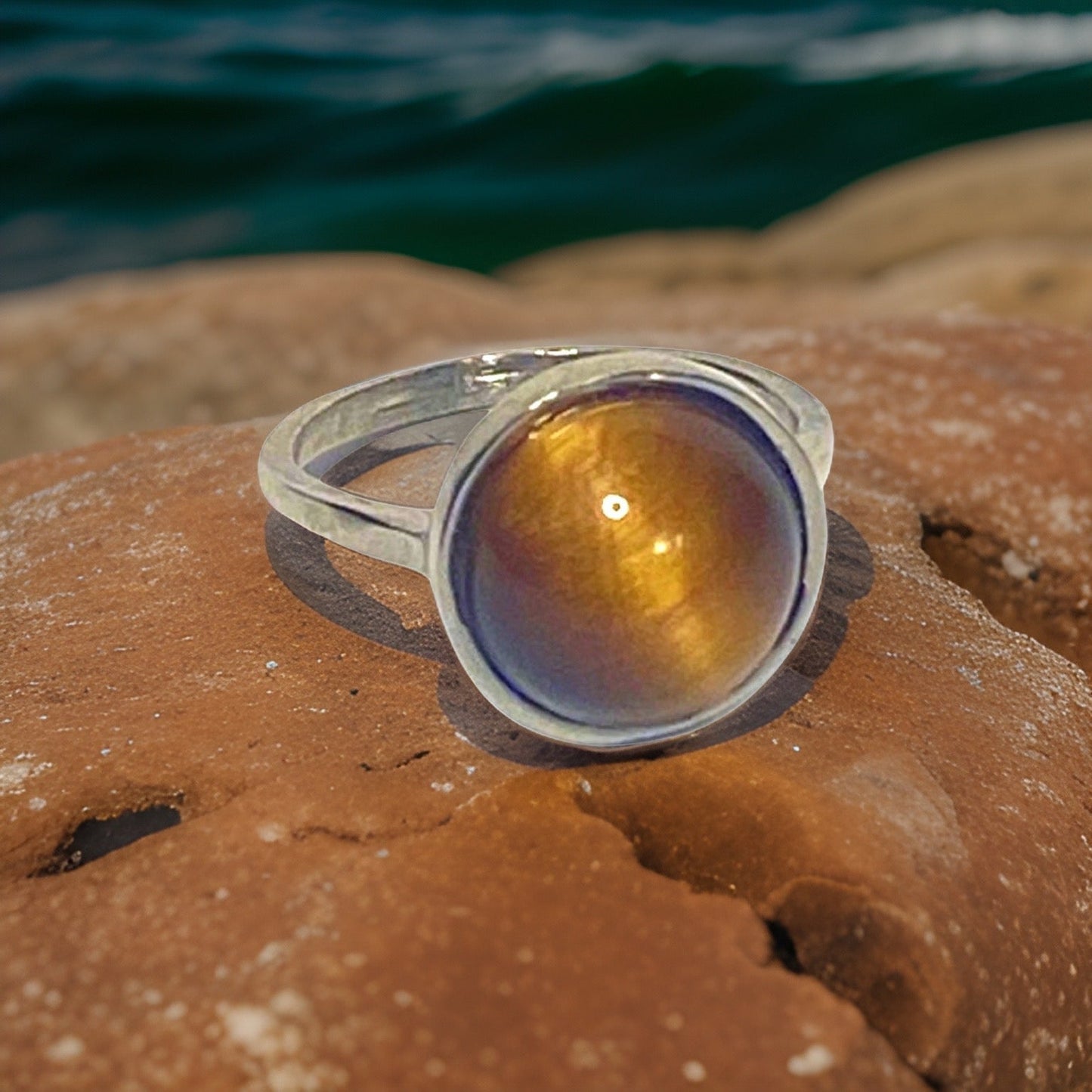 Tiger’s Eye Gemstone Round Ring