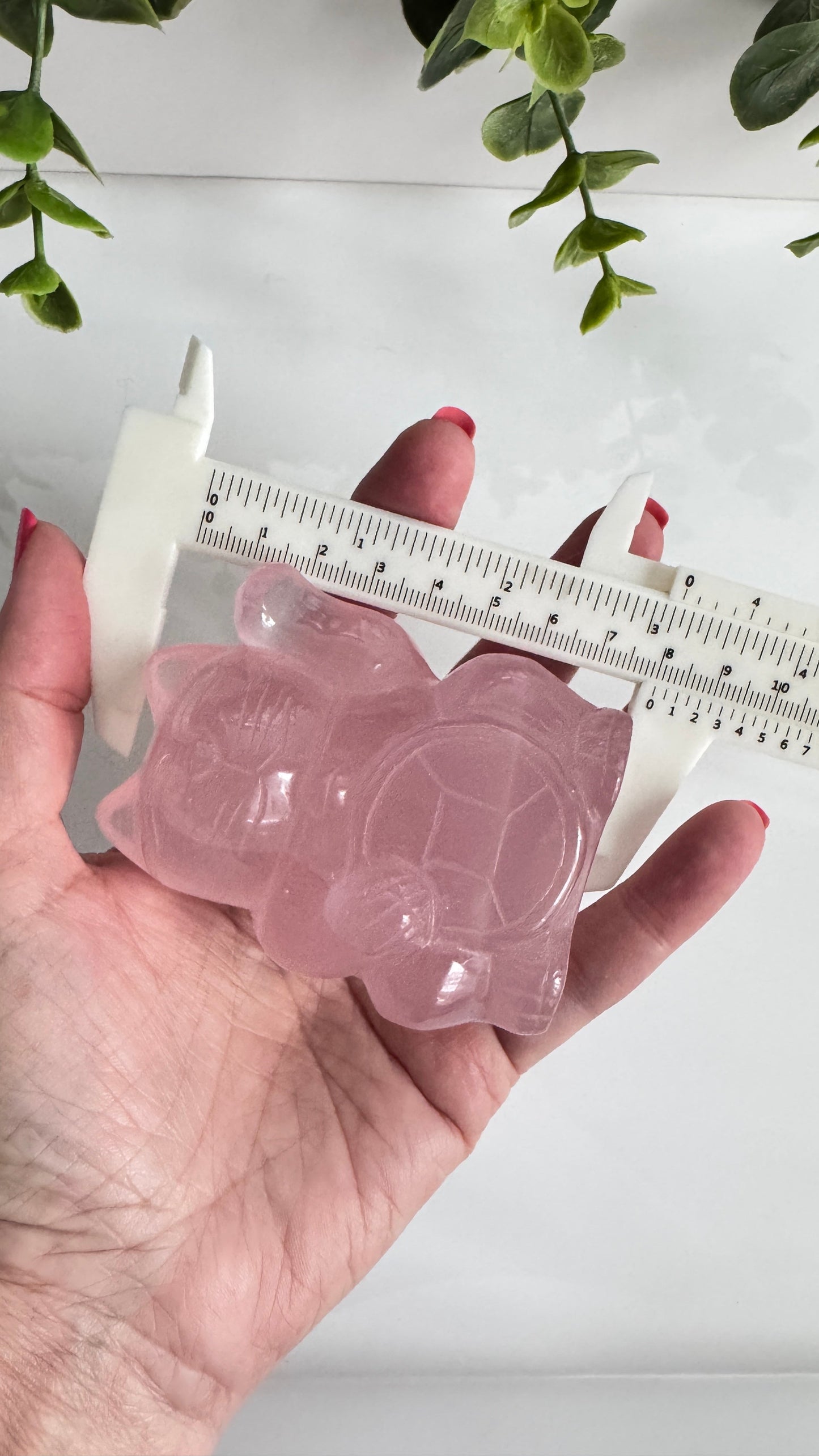 Gemmy Rose Quartz Crystal Lucky Cat, Maneki Neko, Fortune Cat, Large (3.2”)