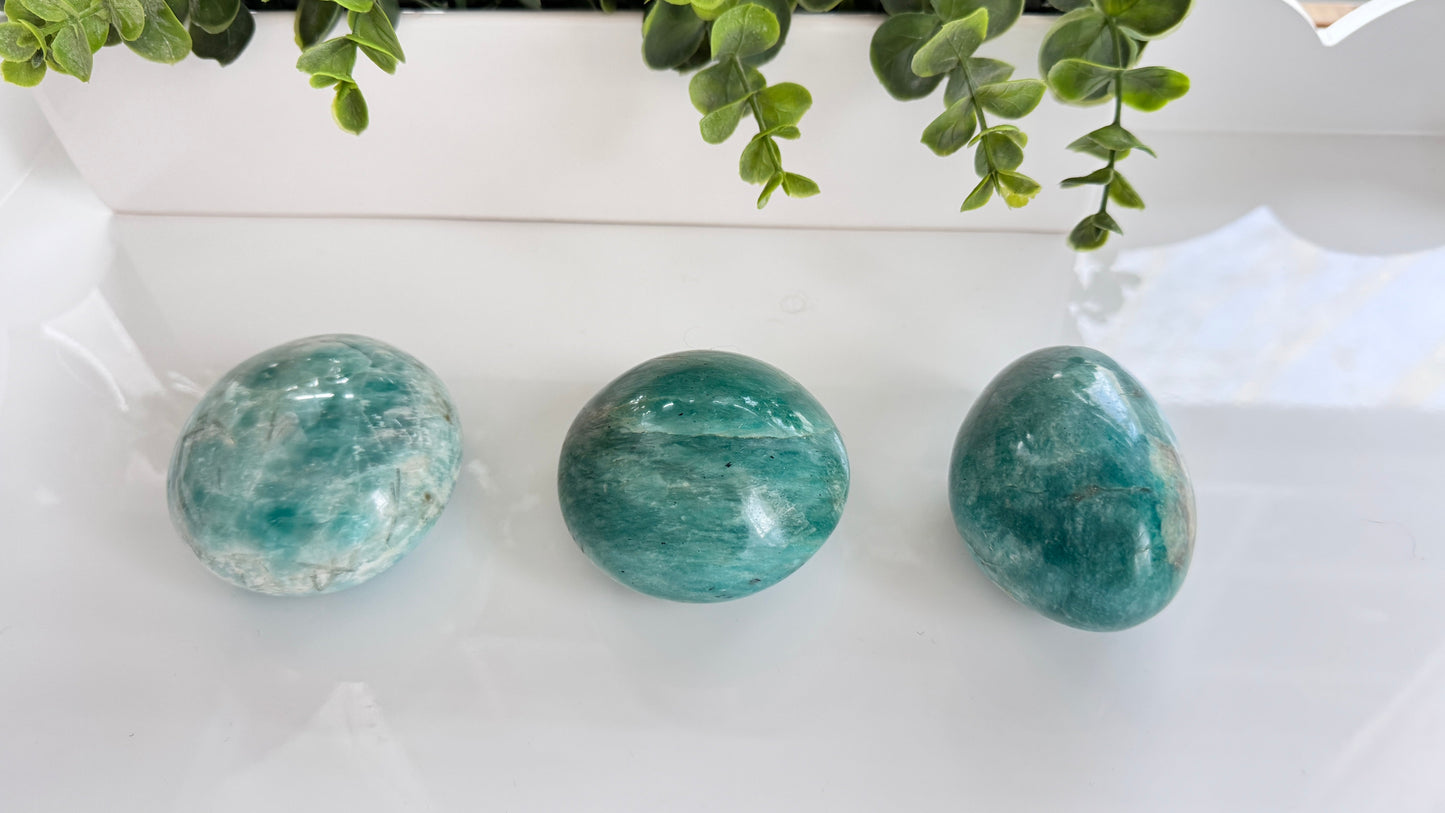 Amazonite Palm Stone for Truth and Harmony XL