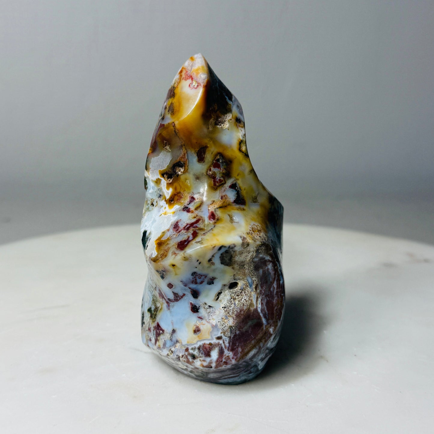 Mystery Jasper Flame Carving – Handpicked Polished Statement Piece (No Sub-Variety Selection)