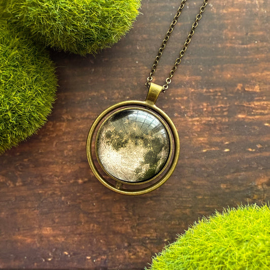 New Moon Double Sided Fidget Pendant Necklace