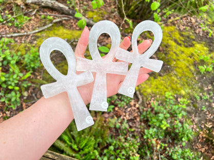 Clear Quartz Ankh Cross 6"