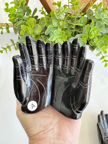 Obsidian Prayer Hands for Blessings & Boundaries, Choose Your Favorite