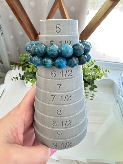 Blue Apatite 12 mm Bracelet for Motivation, Stretchy, Large Beads