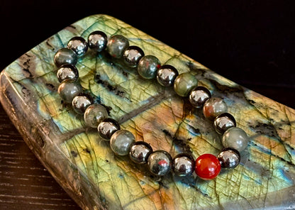 Bloodstone & Hematite Crystal Healing Power Bracelet (Pain Relief)