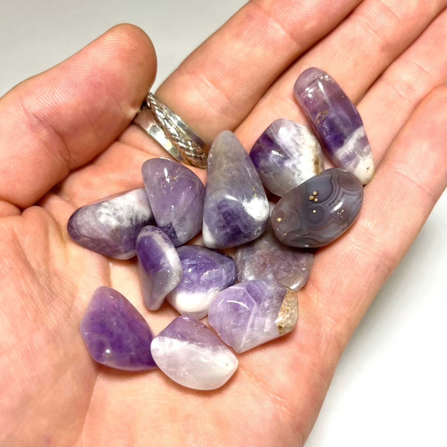 Chevron Amethyst Tumbled Stone