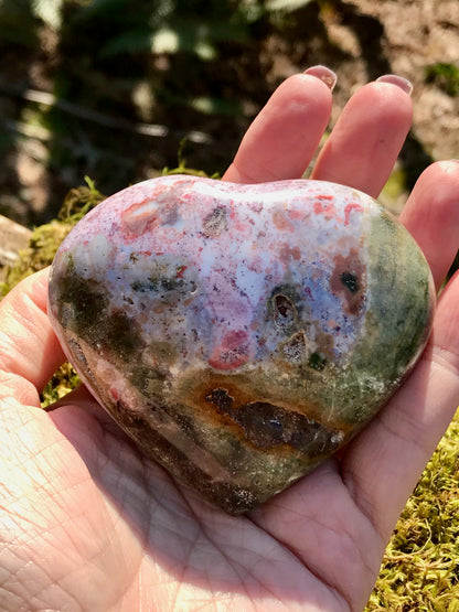 Sea Jasper Puffy Heart for Healing 3" XL