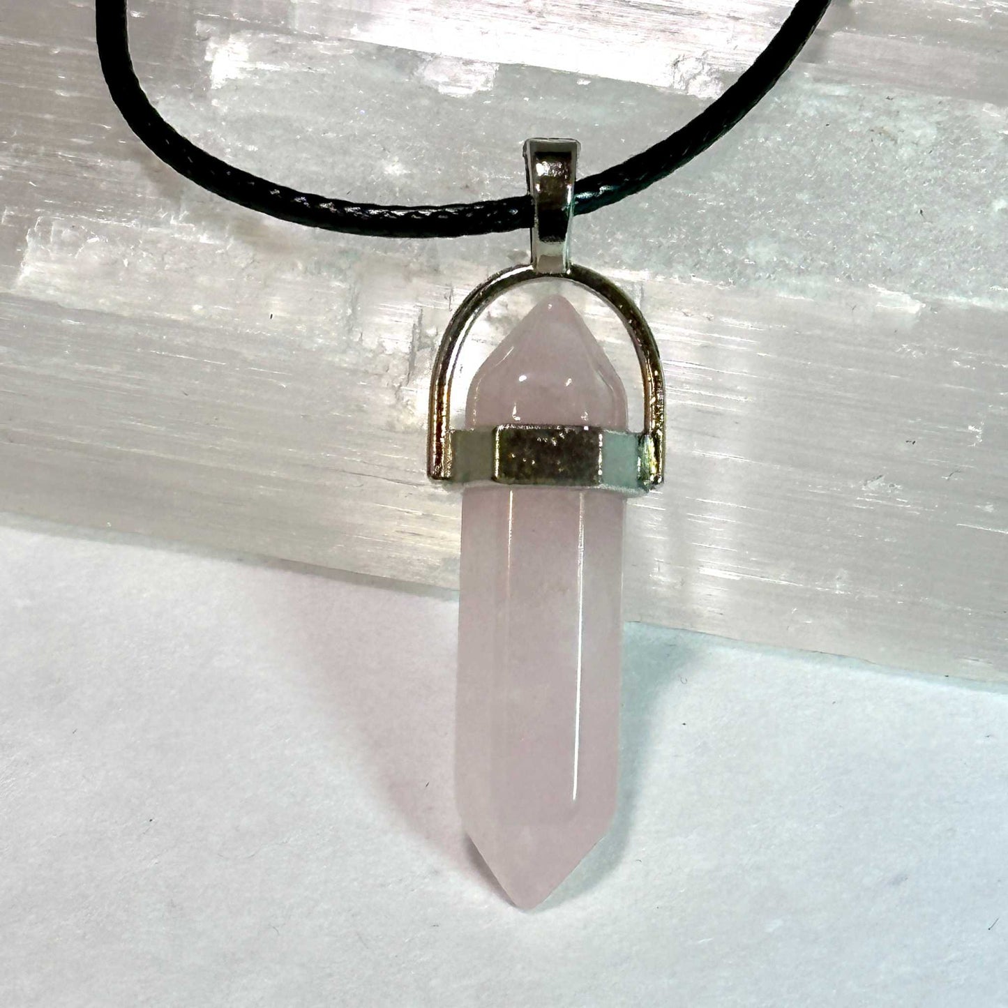 Rose Quartz Bullet Point Necklace