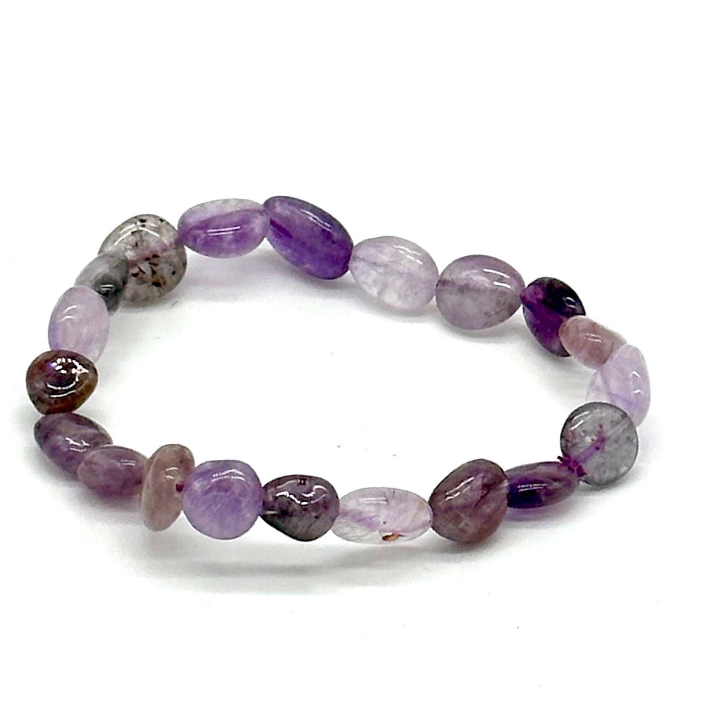 Super 7 Natural Crystal Tumbled Gemstone Energy Stretch Bracelet