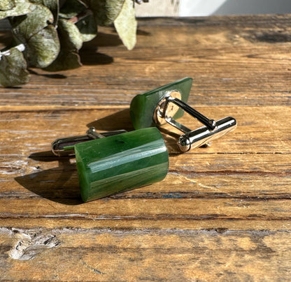 Jade Cufflinks in Silver