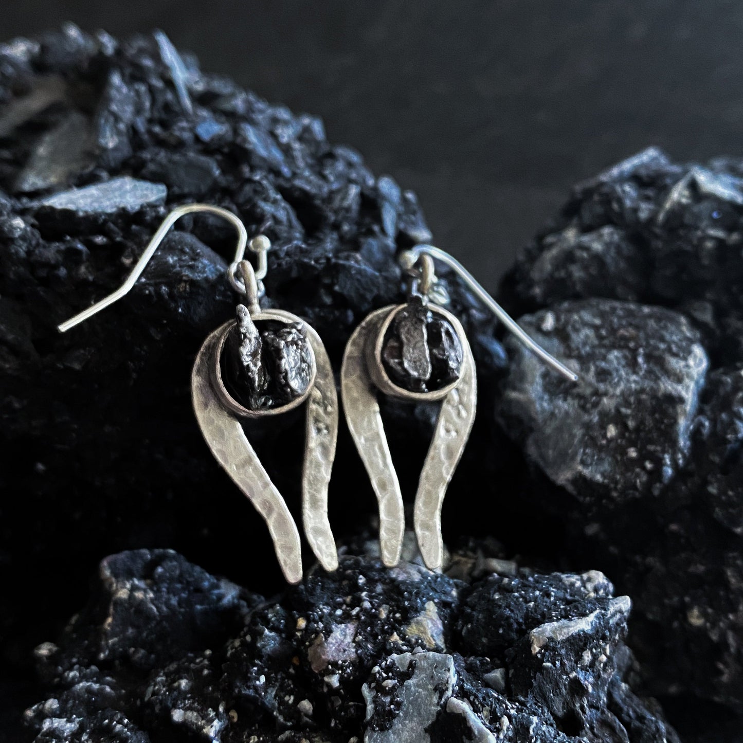 Comet Earrings with Authentic Meteorite