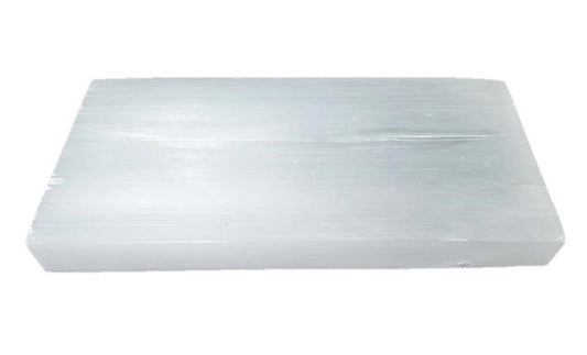 Large Selenite charging plate on a white background
