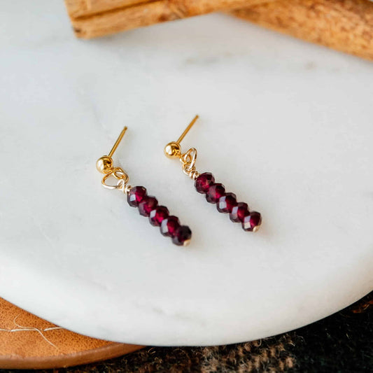 Mini Red Garnet Earrings