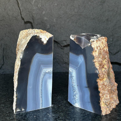 Natural Agate Crystal Bookends