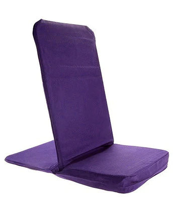 Purple folding meditation chair on a white background