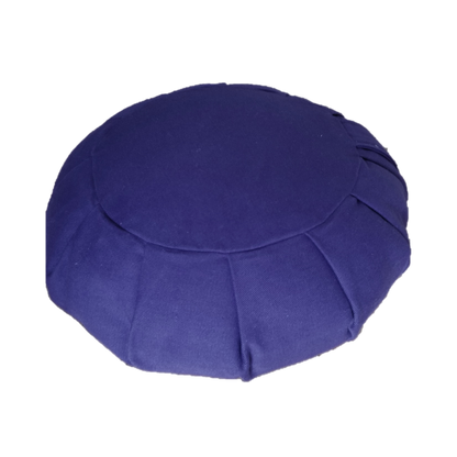 Blue meditation cushion on a white background