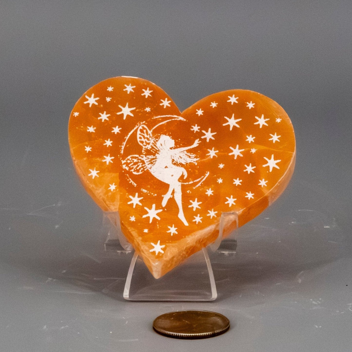 Orange Selenite Forest Fairy Heart