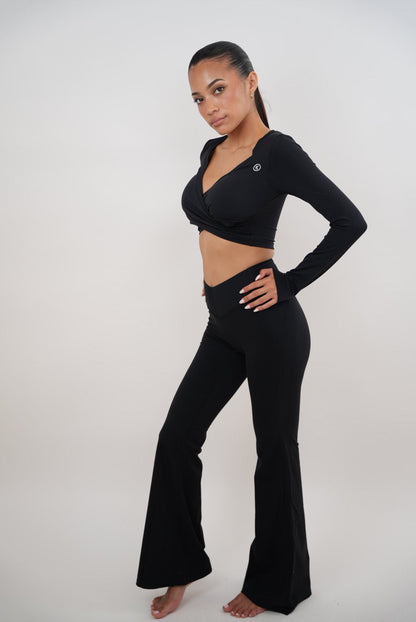 I Am Present Black Stretch Flare Legging - Fitness, Yoga