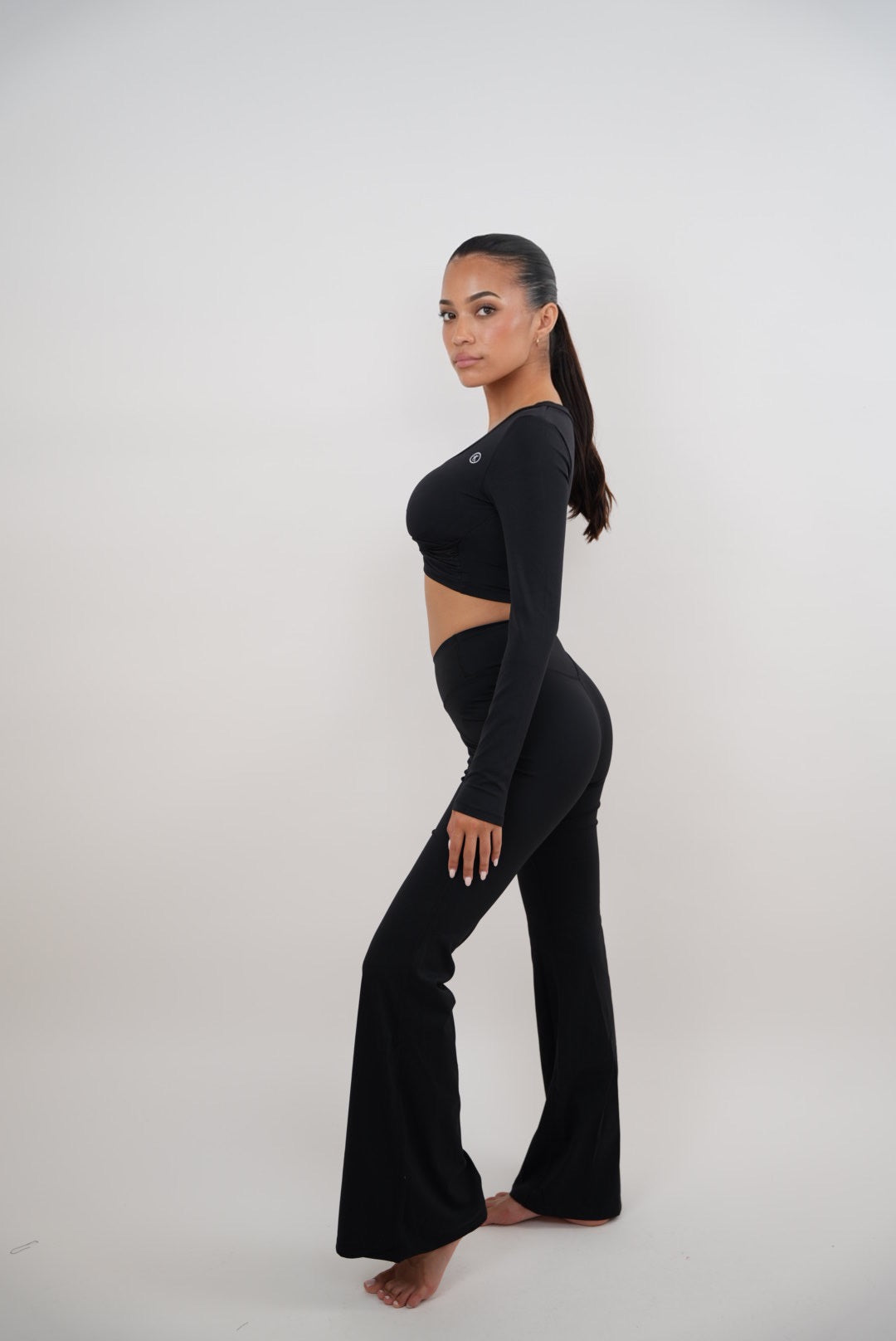 I Am Present Black Stretch Flare Legging - Fitness, Yoga