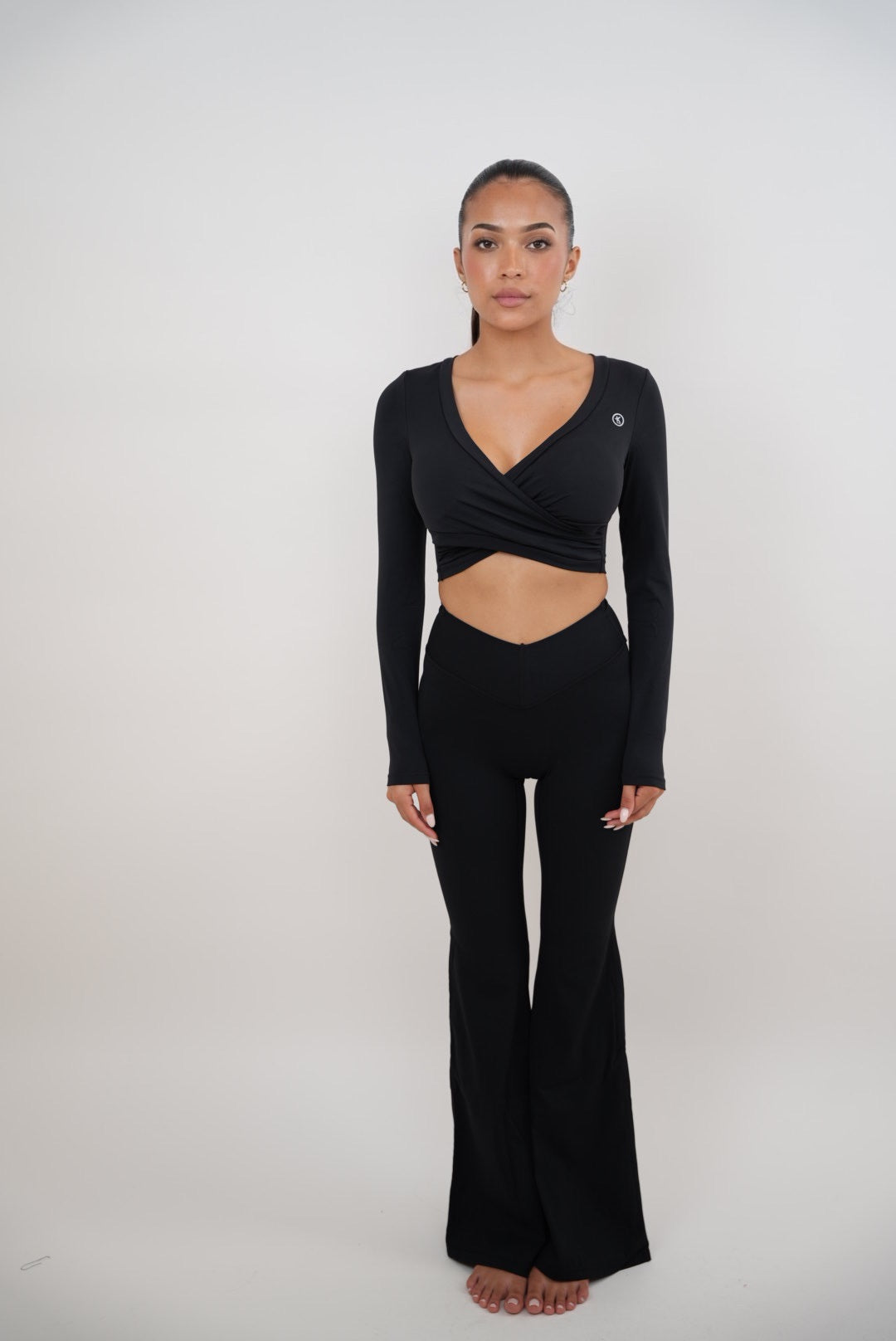 I Am Present Black Stretch Flare Legging - Fitness, Yoga