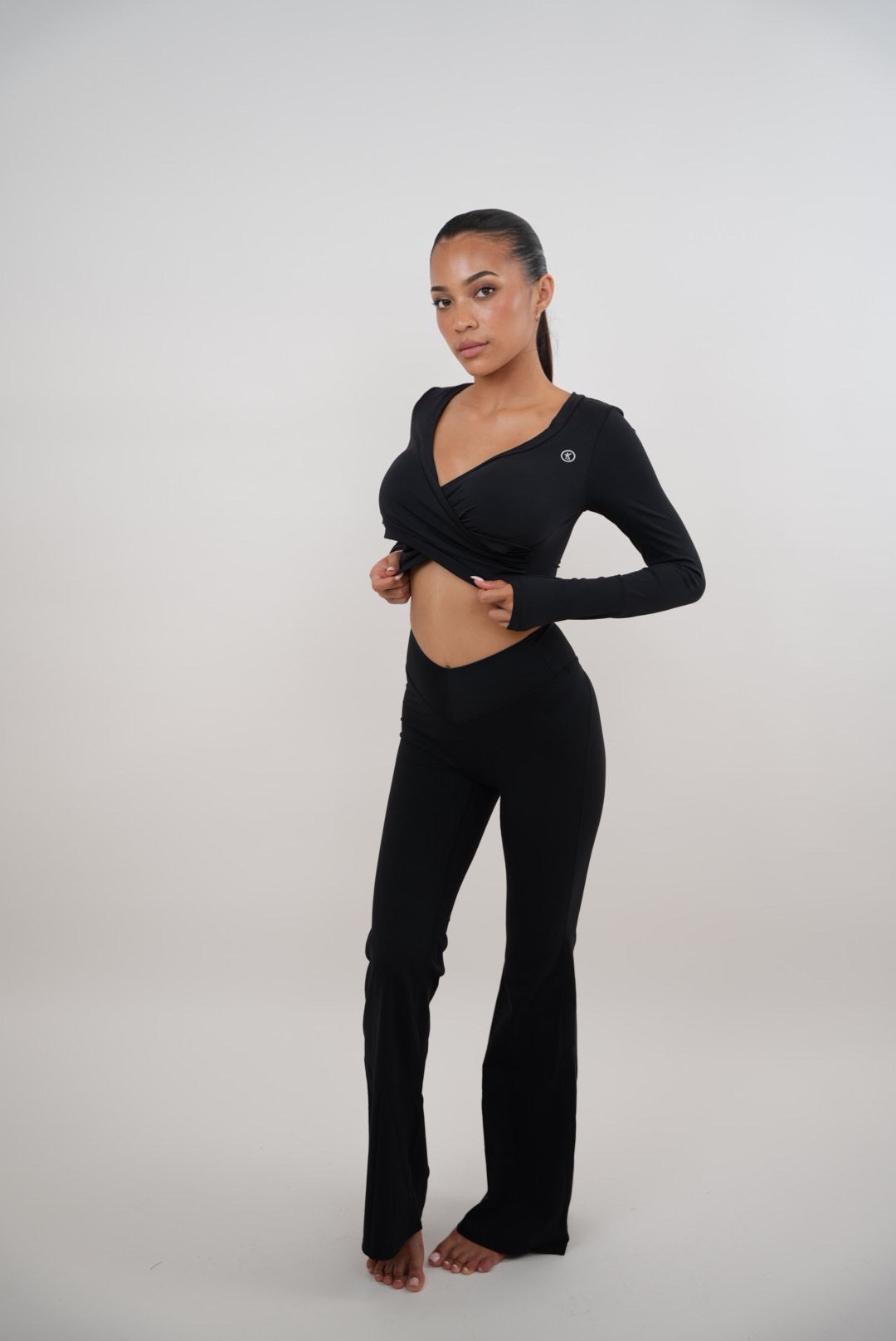 I Am Present Black Stretch Flare Legging - Fitness, Yoga