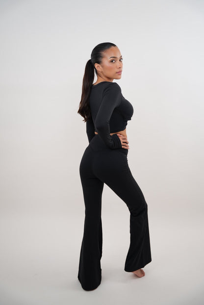 I Am Present Black Stretch Flare Legging - Fitness, Yoga