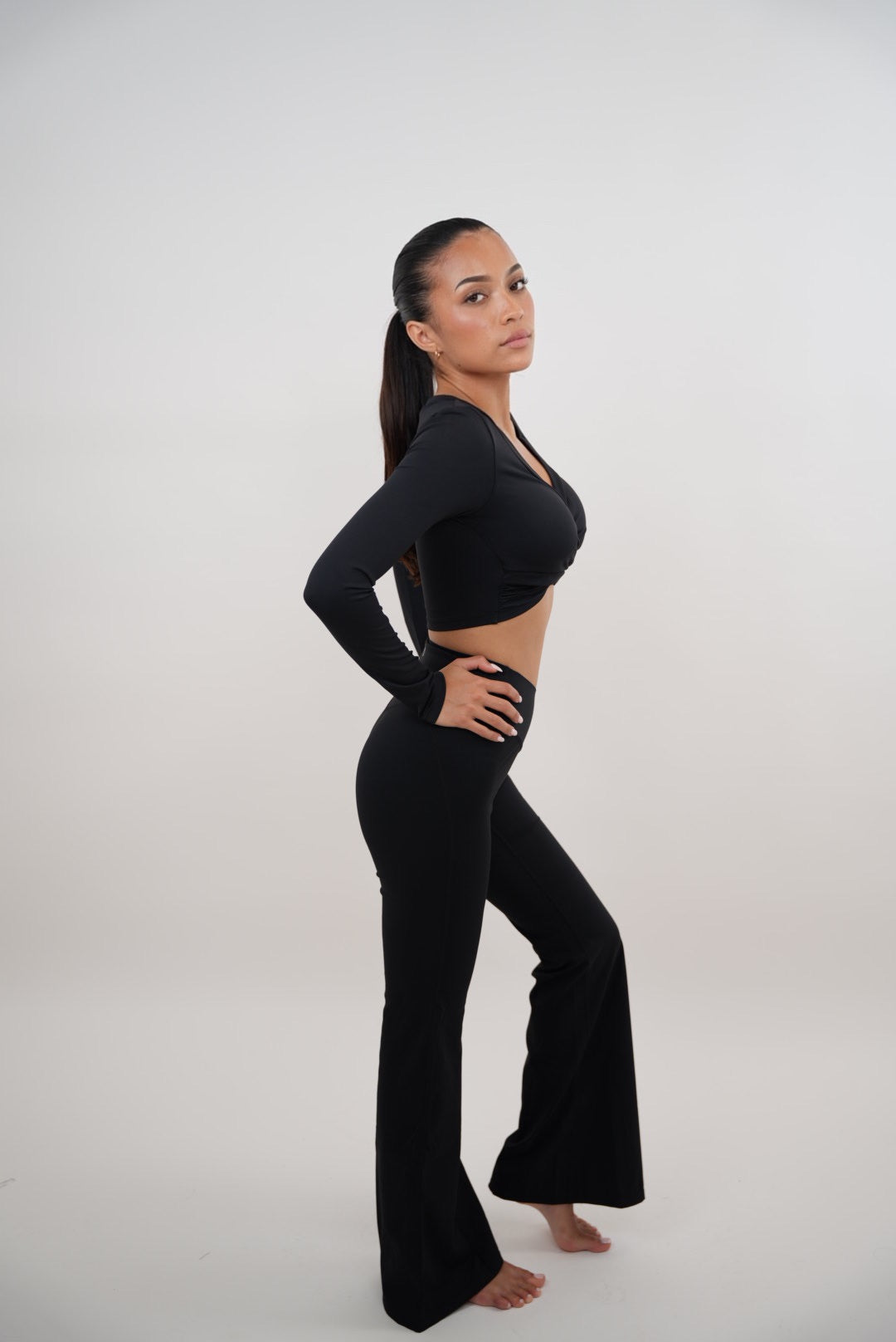 I Am Present Black Stretch Flare Legging - Fitness, Yoga