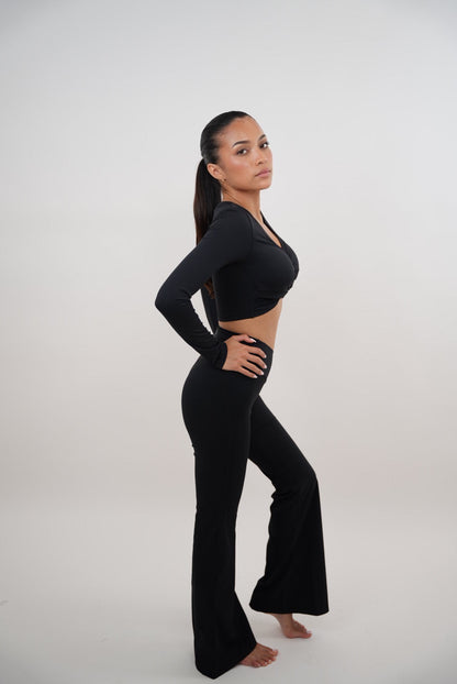 I Am Present Black Stretch Flare Legging - Fitness, Yoga