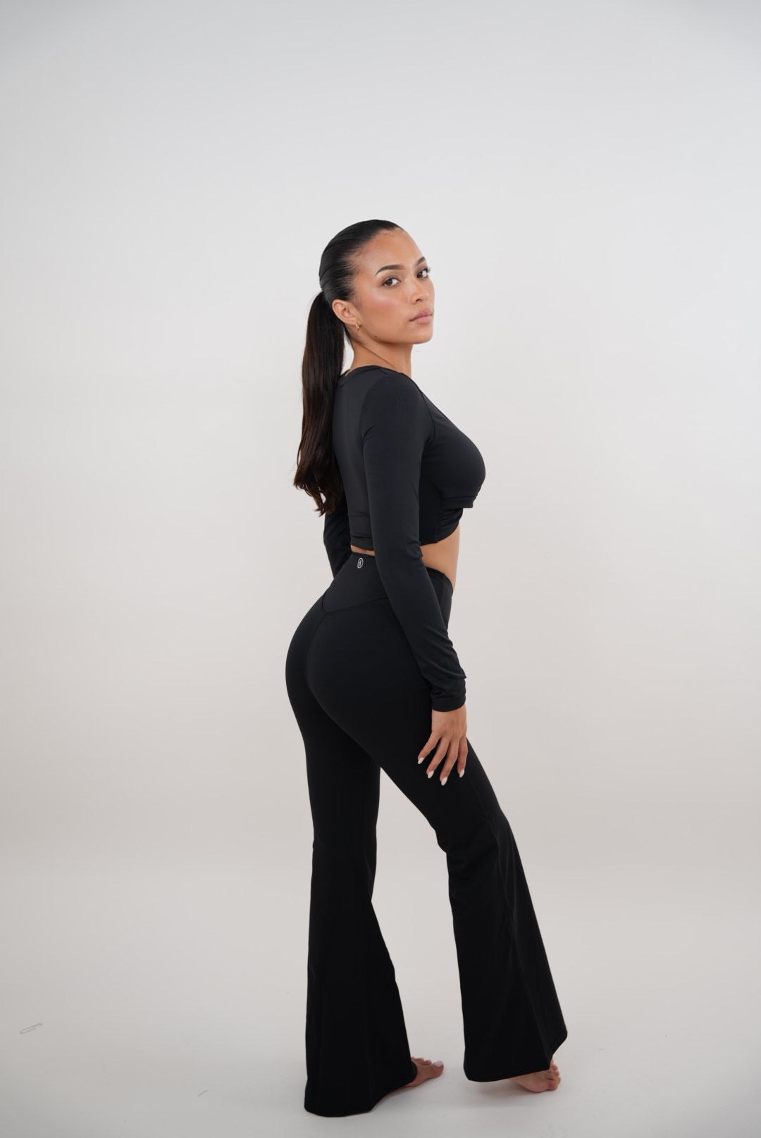 I Am Present Black Stretch Flare Legging - Fitness, Yoga