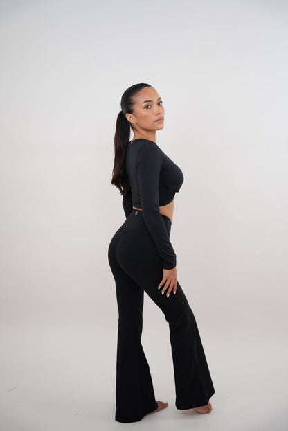 I Am Present Black Stretch Flare Legging - Fitness, Yoga