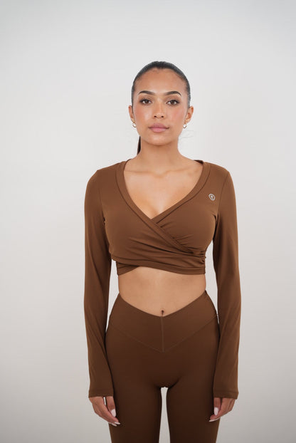 I Am Present Brown Elegant Top - Fitness, Yoga