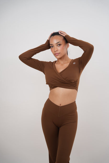 I Am Present Brown Elegant Top - Fitness, Yoga