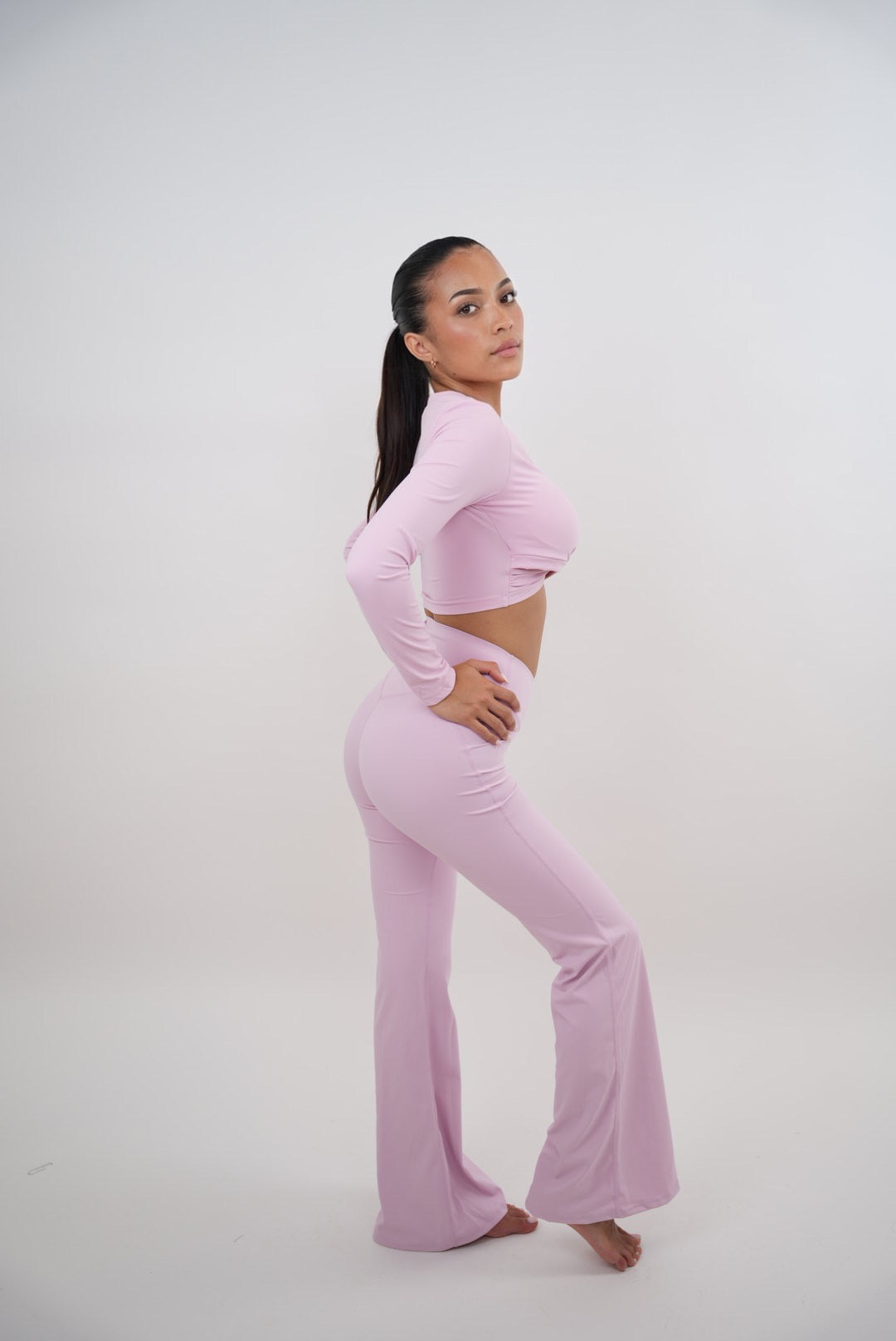 I Am Present Pink Stretch Flare Legging - Fitness, Yoga